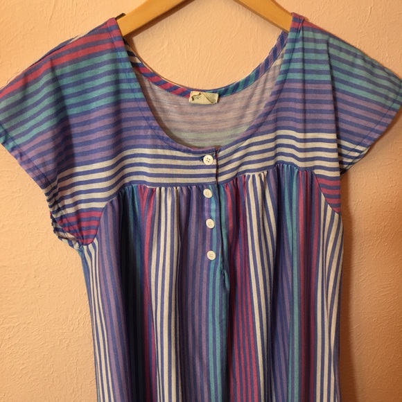 VTG Retro Striped Full Length Night Gown - Picture 13 of 15